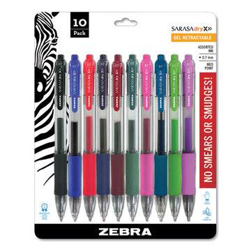 Zebra® Sarasa Dry Gel X20 Gel Pen, Retractable, Medium 0.7 Mm, Assorted Ink And Barrel Colors, 10-pack freeshipping - TVN Wholesale